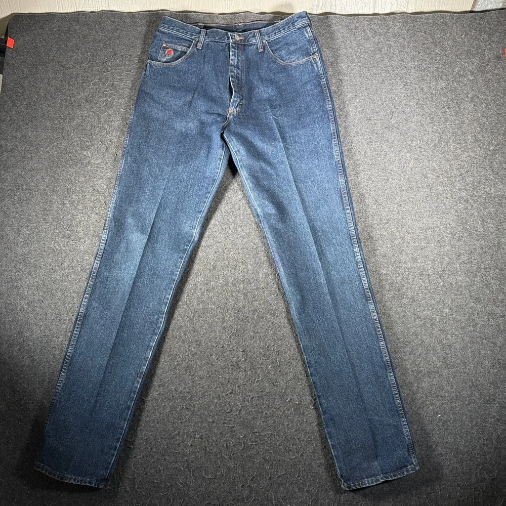 Wrangler Twenty X Mens Dark Wash Straight Leg Jeans Made USA 100% Cotton 36x36